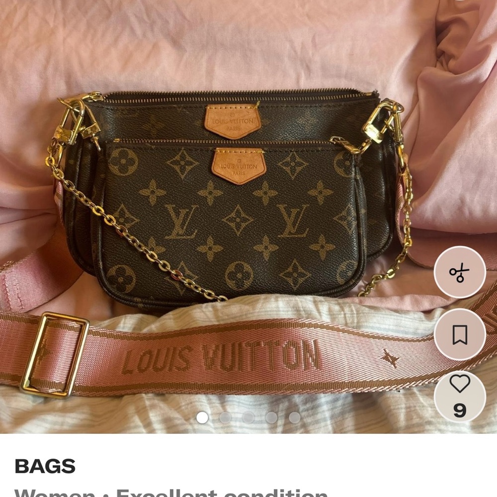 Louis Vuitton Brown Monogram Crossbody Bag with Gold Accents